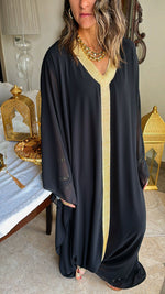 Black Golden Embellished Ramadan Kaftan