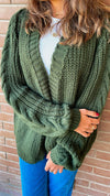 Olive Braided Sleeve Cardigan