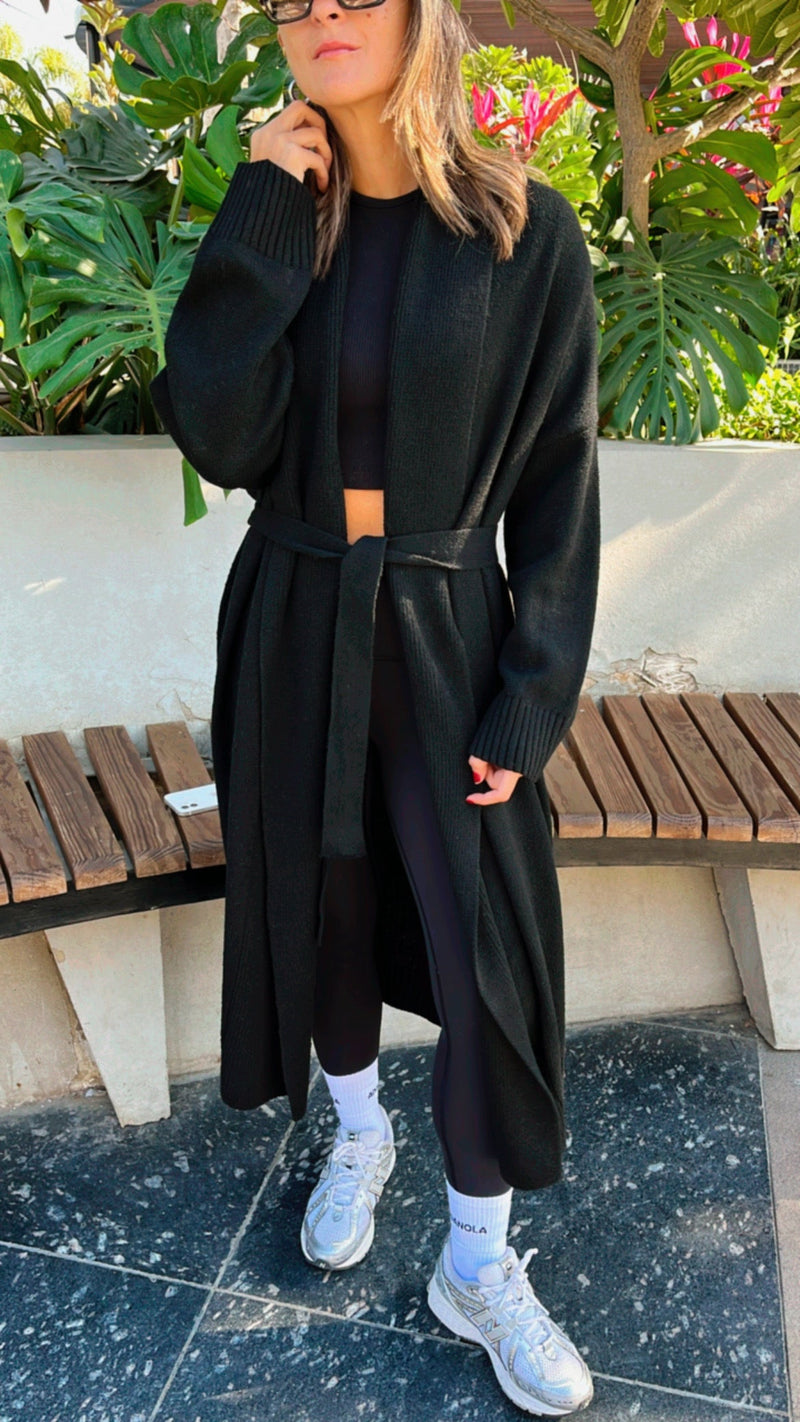 PREORDER Black Knitted Maxi Cardigan