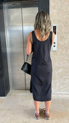 Black Easy Travel Basic Midi Dress