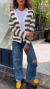 Olive Striped Everyday Light Knit Cardigan