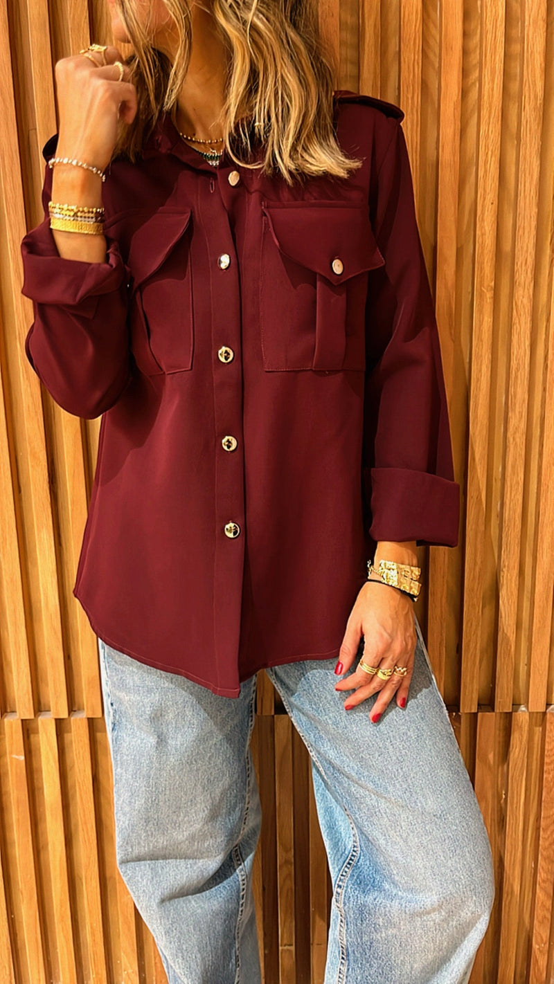 Burgundy Blazer Detailing Shirt