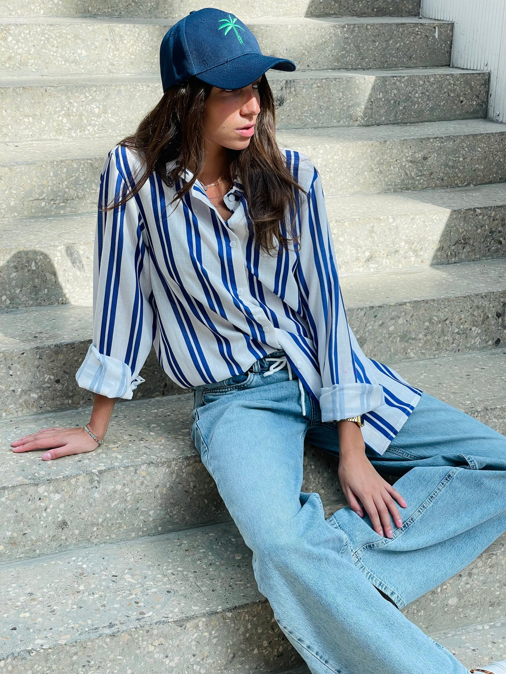 Blue Candy Striper Shirt