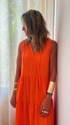 Orange Frillu Essential Tiered Dress