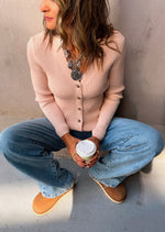 Beige Contour Buttoned Cardigan