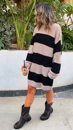 Beige Striped Dress