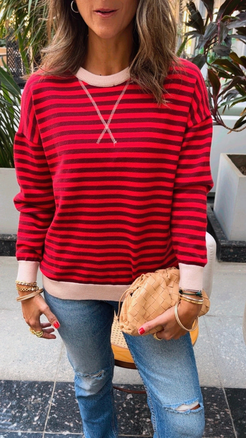 Red Scarlet Striped Knit