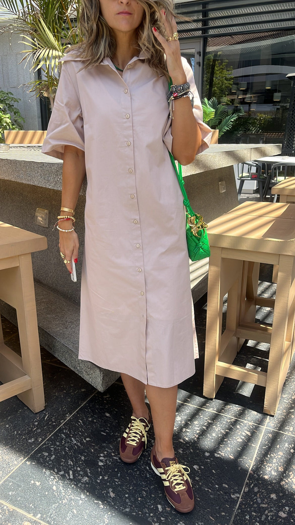 Beige T-shirt Shirt Dress