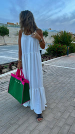 White Simple Style Tiered Dress