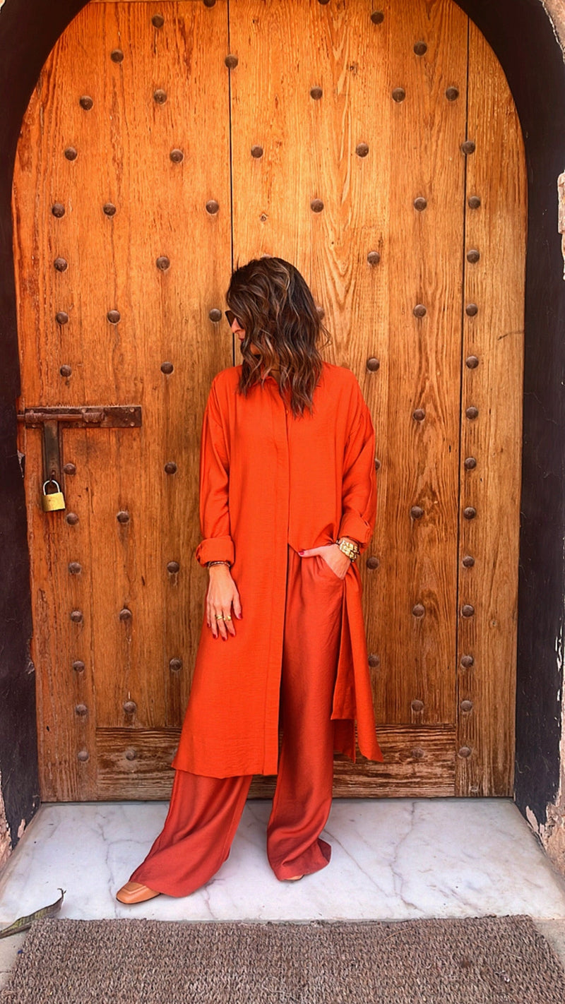 Rust Longline Shirt Set