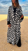 Black Abstract Monochrome Kimono Set