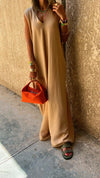 Beige Easy Day Loose Jumpsuit