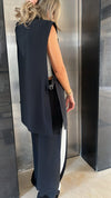 Black Buckle Side Oversized Vest