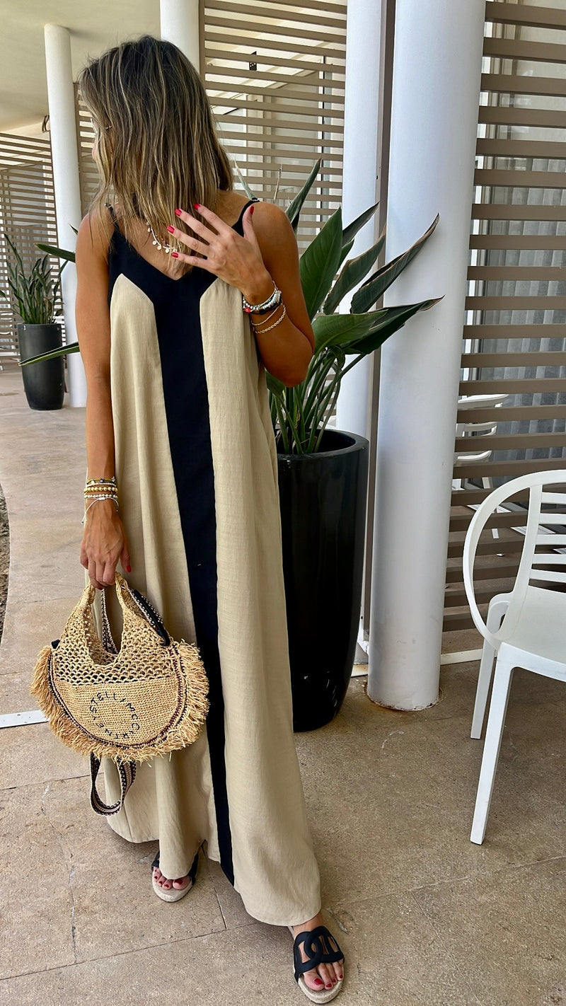 Beige Monaco Middle Line Dress