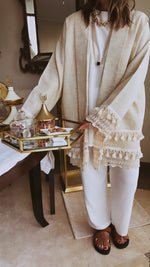 Beige Boho Detailed Mini Kimono