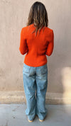 Rust Contour Buttoned Cardigan