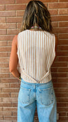 Beige Simple Times Striped Vest