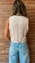 Beige Simple Times Striped Vest