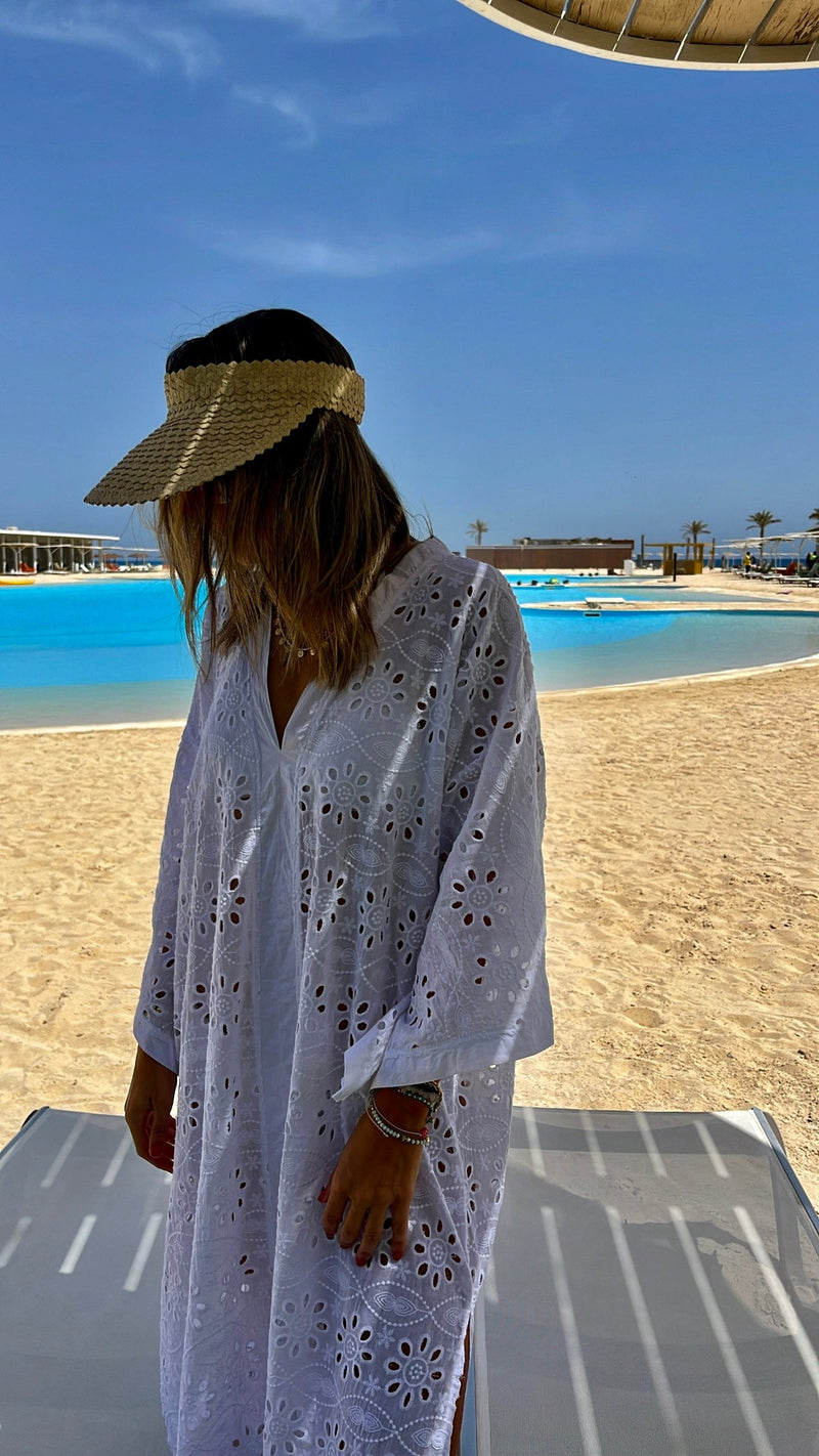 White Anglaise Me Beach Coverup