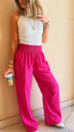 Fuchsia Elastic Boho pants