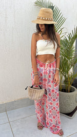 Pink Pattern Chiffon Beach Pants