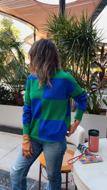 Blue & Green Retro Inspired Checkered Jumper