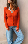 Rust Contour Buttoned Cardigan