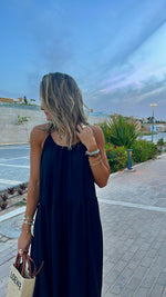 Black Simple Style Tiered Dress