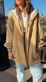 Beige Colorblock Oversized Jacket