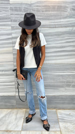 White Ribbed Essential Jersey Tee