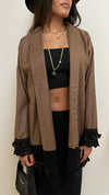 Brown Boho Detailed Mini Kimono