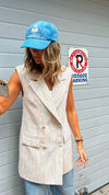 Multicolor Linen Mini Lines Vest