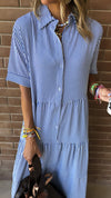 Blue Striped Shirt Dress