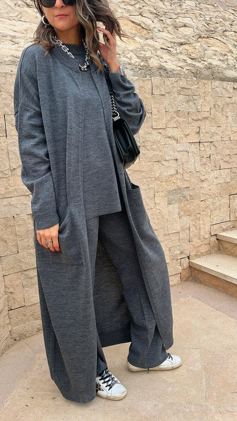 Grey 3 Piece Knit Set