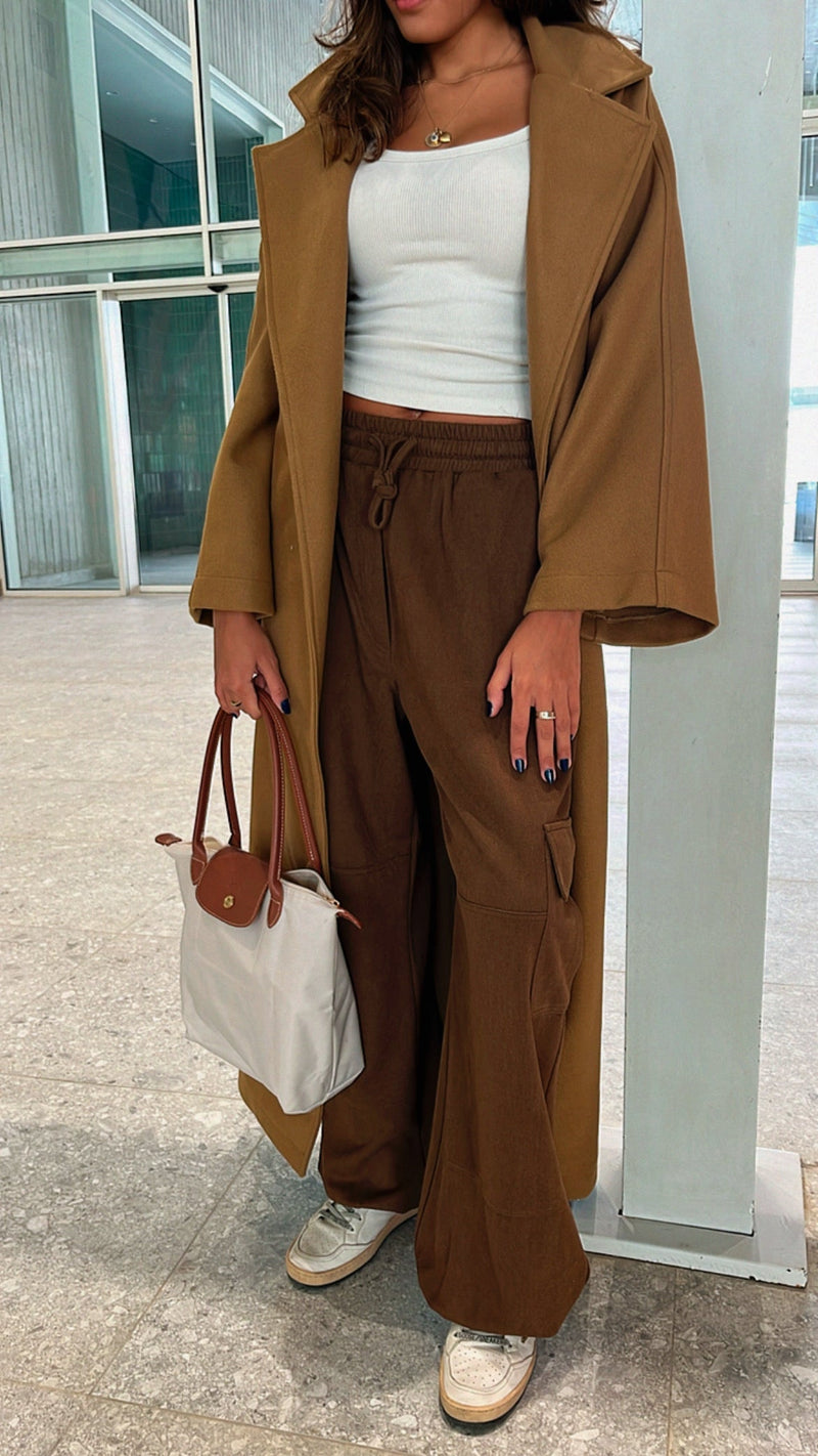 Brown Soft Cargo Pants