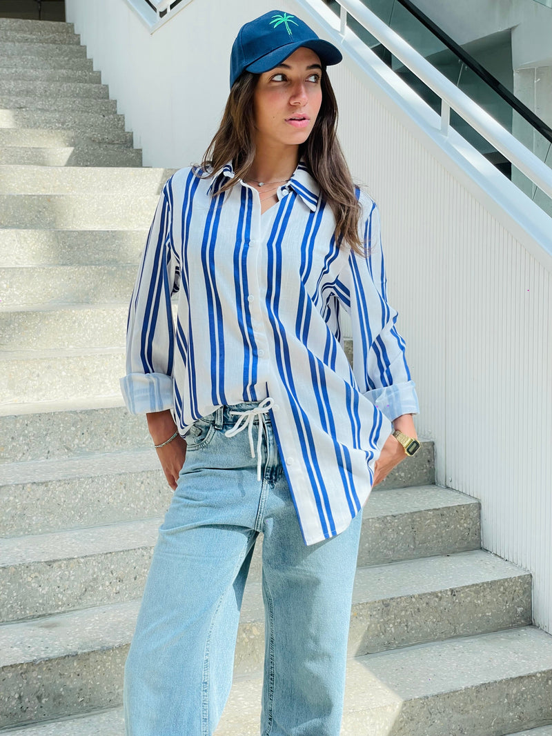 Blue Candy Striper Shirt