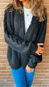 Black Braided Sleeve Cardigan