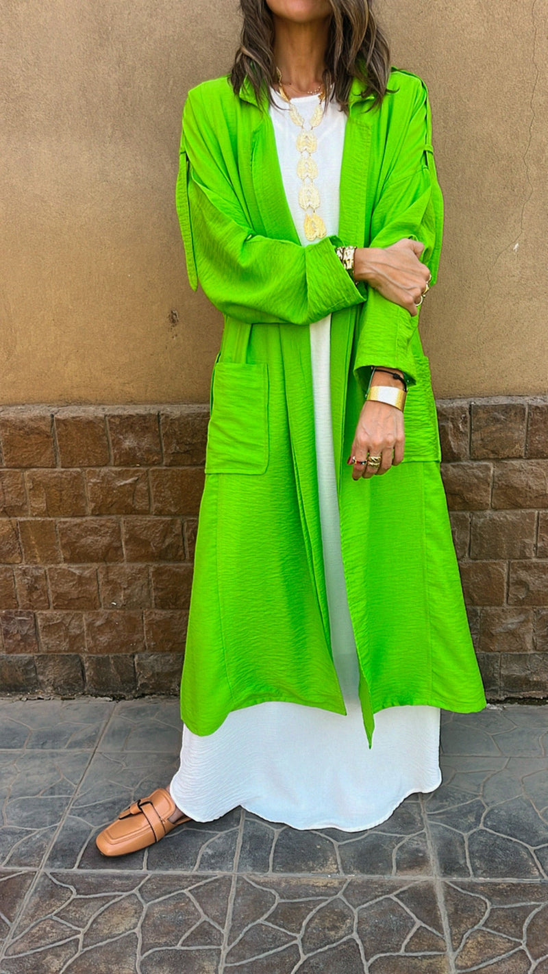 Neon Lime Trench Detail Kimono