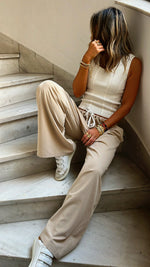 Beige Rope Tie Pants