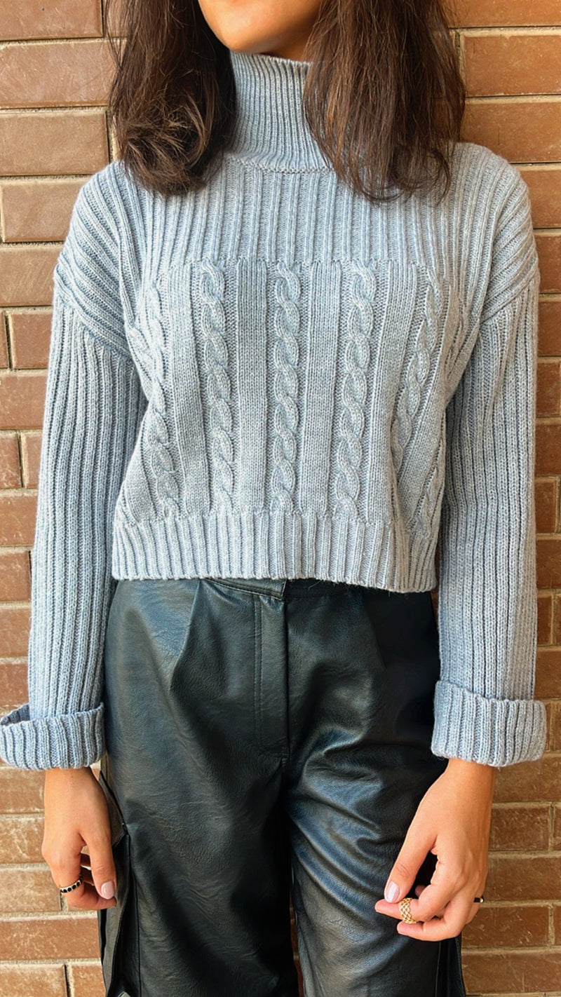 Grey Turtle Neck Loose Knit