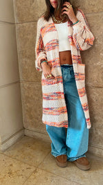 Orange Rainbow Fuzz Wool Cardi