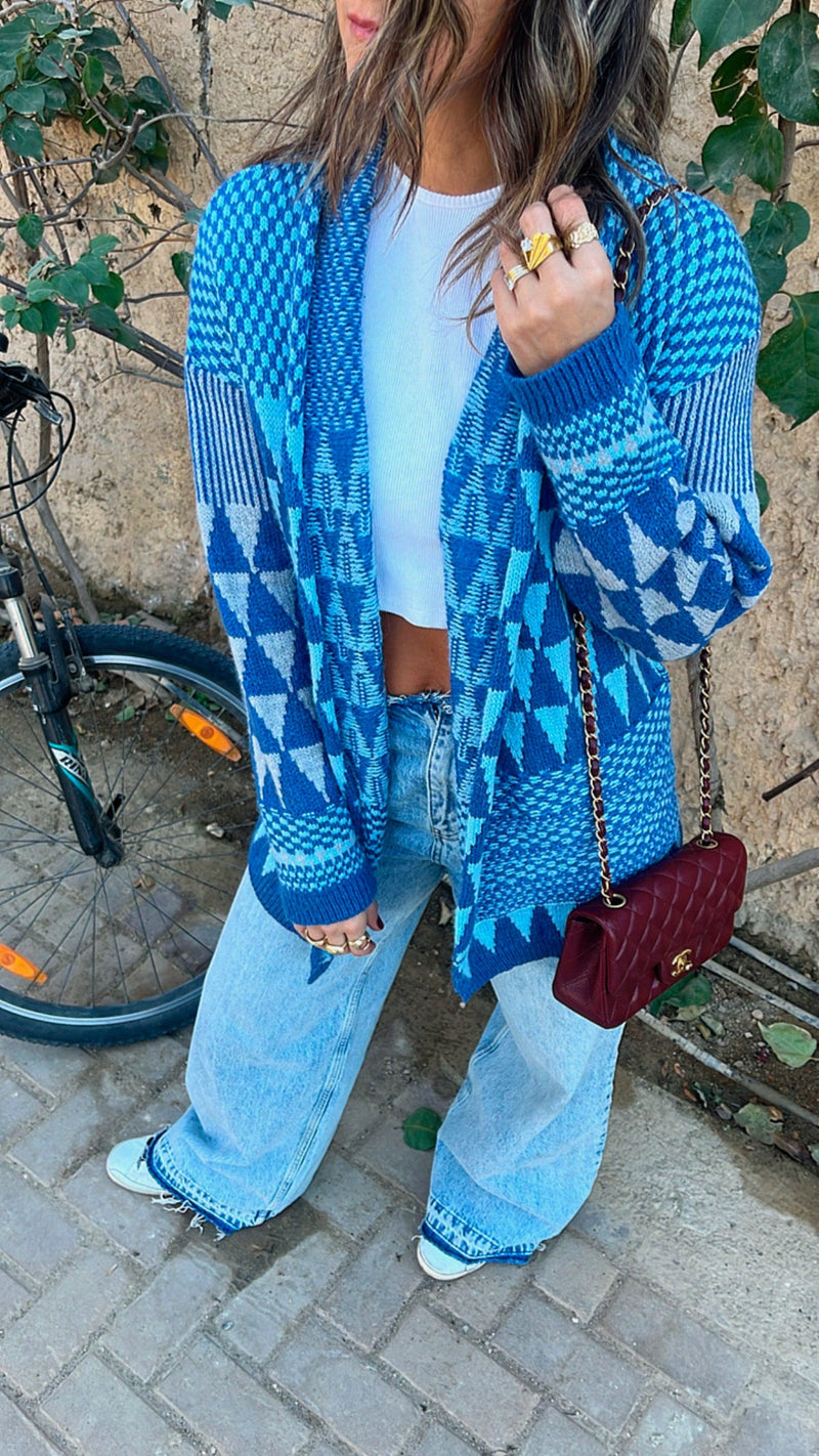 Blue All The Funk Knit Jacket