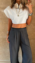 Dark Grey Leather Waist Pants