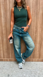 Distressed Cargo Waist Jeans