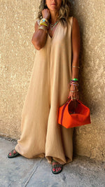 Beige Easy Day Loose Jumpsuit