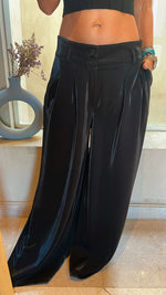 Black Shiny Flare Pants