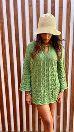 Green Warm Weather Crochet Mini Dress