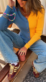 Yellow & Blue Contrast Knit Sweater