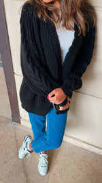 Black Braided Sleeve Cardigan