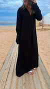 Black Hooded Throw On Dress